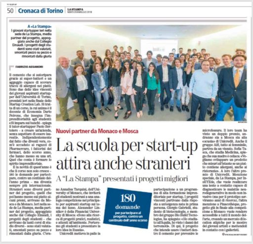 CULMINATION OF THE TURIN UNIVERSITY CONTEST OF STUDENT START-UP PROJECTS